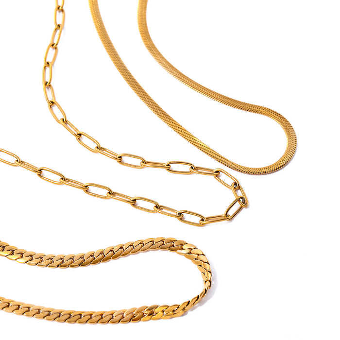 18K Gold-Plated Layered Necklace with Minimalist Design - Women's Fashion Jewelry