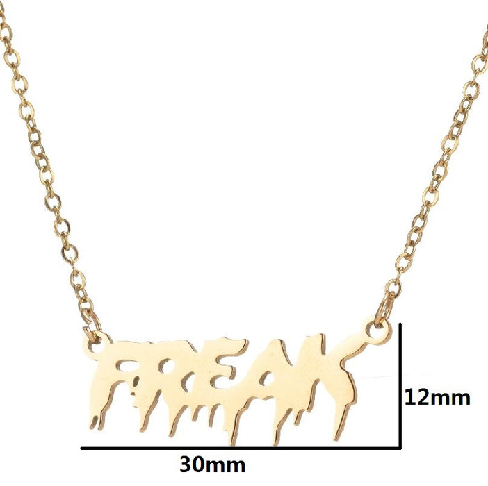 FREAK letter necklace, European and American stainless steel niche design clavicle chain ins accessories wholesale