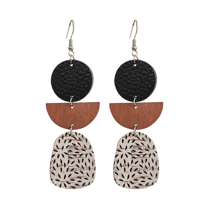 Wooden leopard print earrings