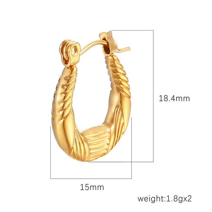 Italian threaded water drop stainless steel earrings for women light luxury style earrings