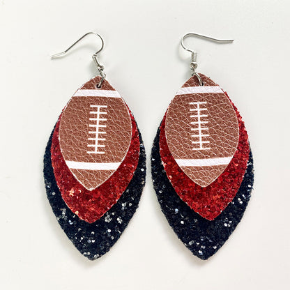 Sports Team Color Earrings with Cheerleading, Football, Baseball, and Softball Design