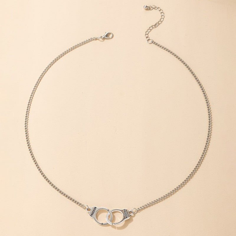 Fashionable Handcuff Double-Layer Anklet with Letter and Silver Chain Design