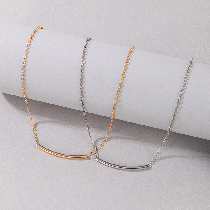 Geometric Chain Necklace - Minimalist Hip-Hop Style with Simple Line Design