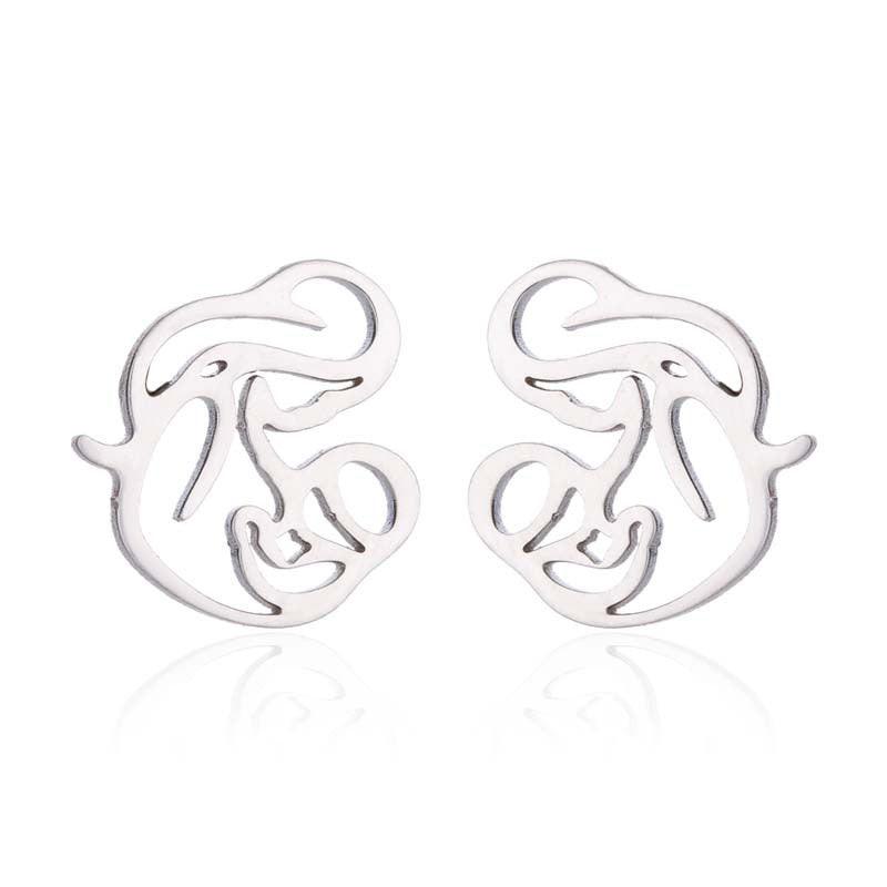 Pendientes de acero inoxidable con forma de madre e hijo: joyas sencillas y dulces para el Día de la Madre