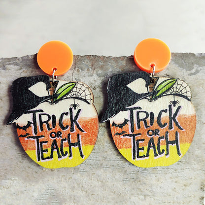 Thanksgiving Halloween Earrings with Teacher Gifts, Rainbow, Pumpkin, and Apple Designs