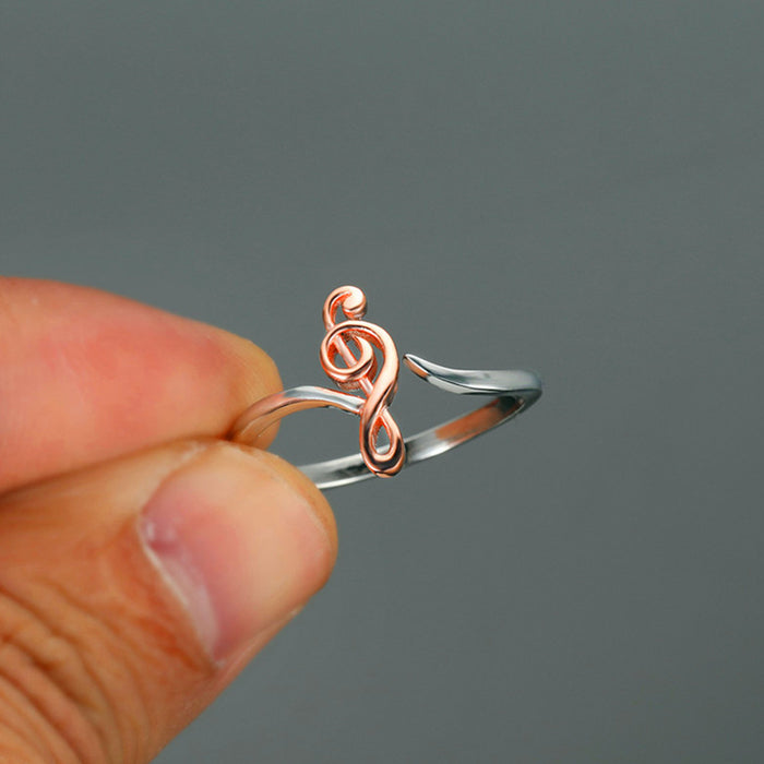 Two-color musical note copper ring, creative and simple color separation open ring