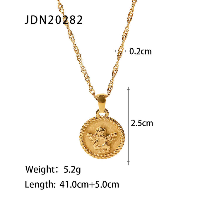 French Vintage Titanium Steel Heart Necklace - Stainless Steel Zircon Heart Pendant Jewelry for Women