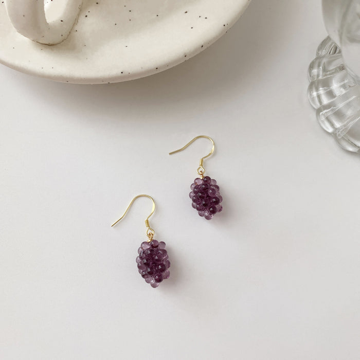 Purple grape earrings girly style mulberry earrings