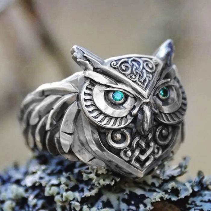 Retro 3D owl ring dark personality creative ring