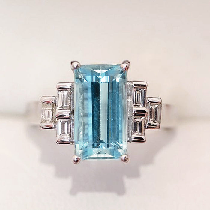 10*20mm aquamarine zircon engagement ring luxury proposal ring