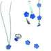 Wholesale 5-piece set of five-petal flower necklace, bracelet, bangle, earrings, and ring - wallojewerly 