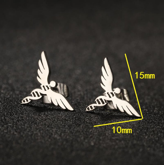 Angel Wing Stainless Steel Stud Earrings - Luxurious Goddess-Inspired Jewelry