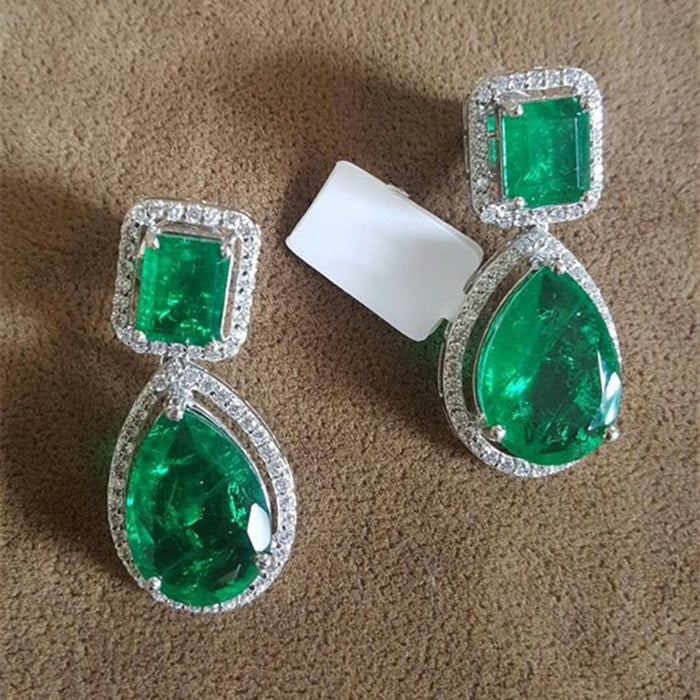 Micro-paved Emerald Drop Earrings