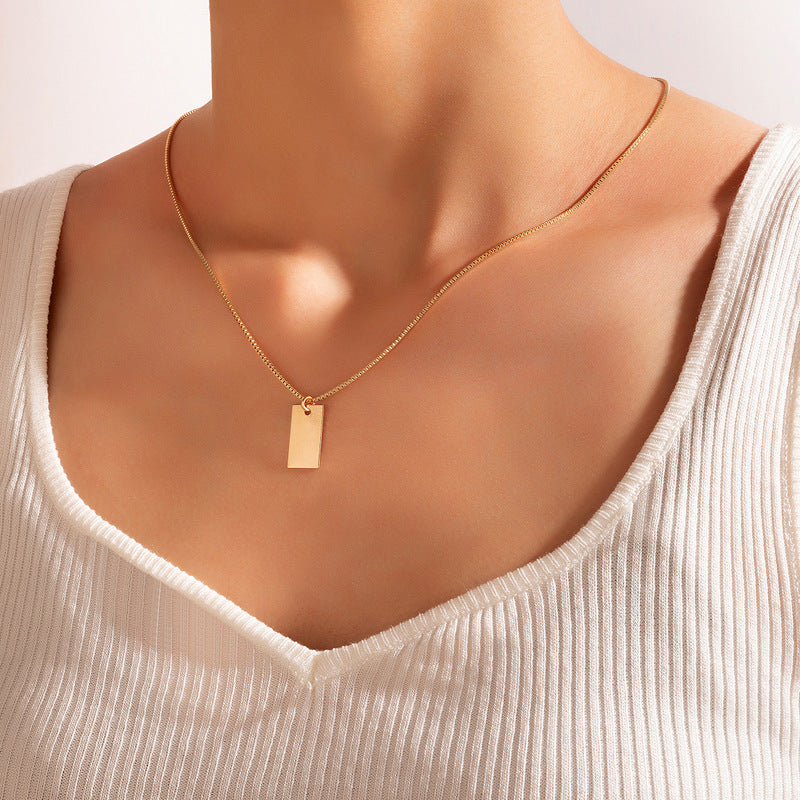 Geometric Chain Necklace - Minimalist Hip-Hop Style with Simple Line Design