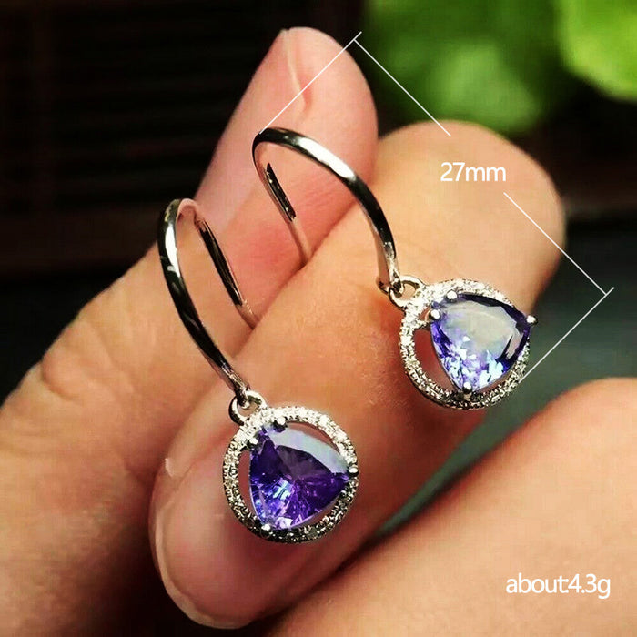 Purple zircon earrings birthday gift earrings