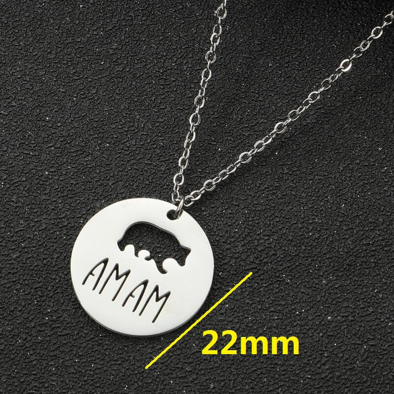 MAMA Mama Bear Pendant Necklace, Stainless Steel Mother's Day Women's All-match Clavicle Chain Wholesale