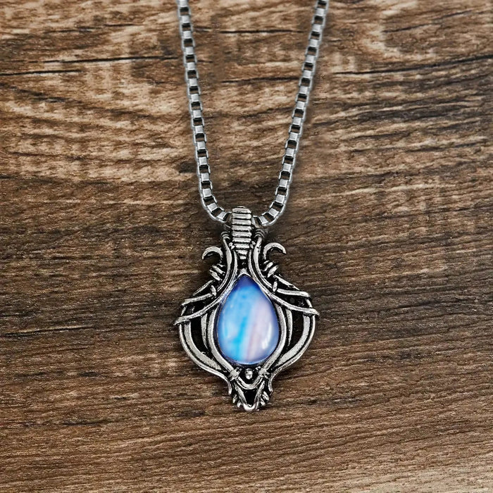 Antique Silver Teardrop Pendant Necklace