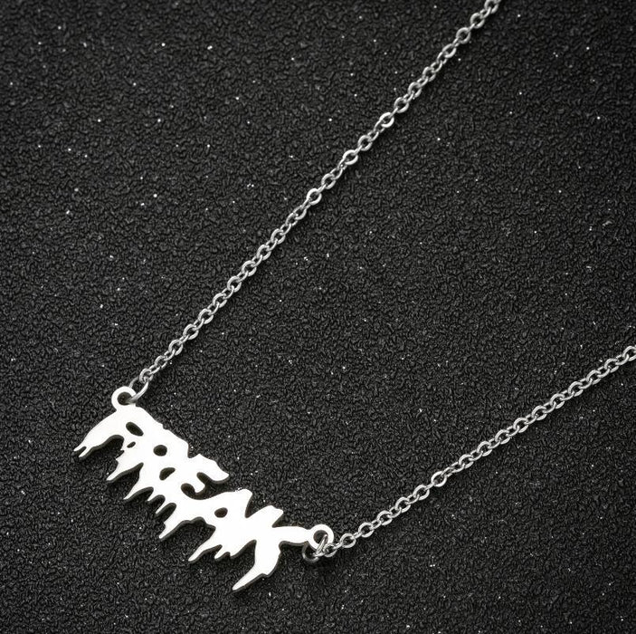 FREAK letter necklace, European and American stainless steel niche design clavicle chain ins accessories wholesale