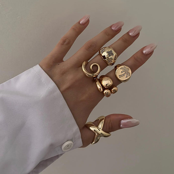 Anillo minimalista de doble capa: accesorio de moda de acero inoxidable bañado en oro de 18 quilates