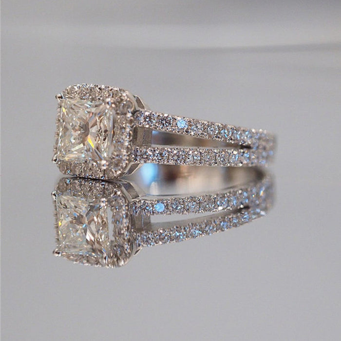 Micro-diamond vintage wedding ring hollow design ring