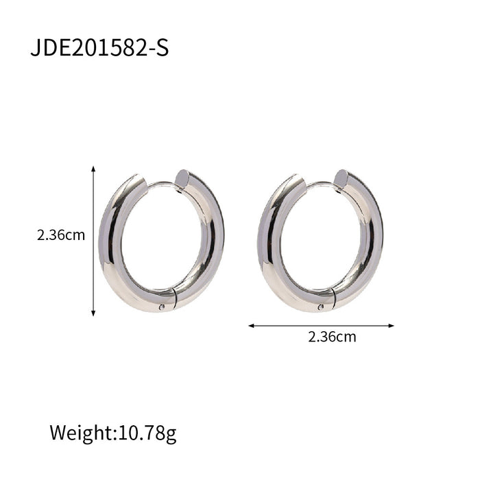 Stainless Steel Solid Hoop Earrings - Non-Fading Titanium Steel Jewelry for Women