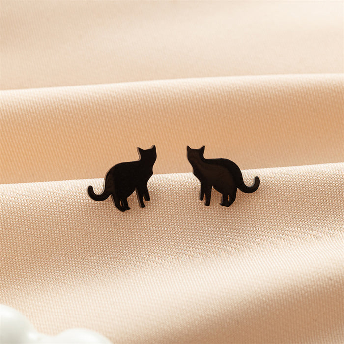 Cat Stainless Steel Stud Earrings - Cute and Minimalist Animal Jewelry