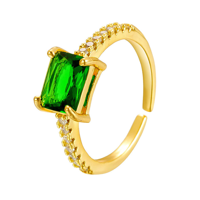 Wholesale emerald zircon diamond-set open rings