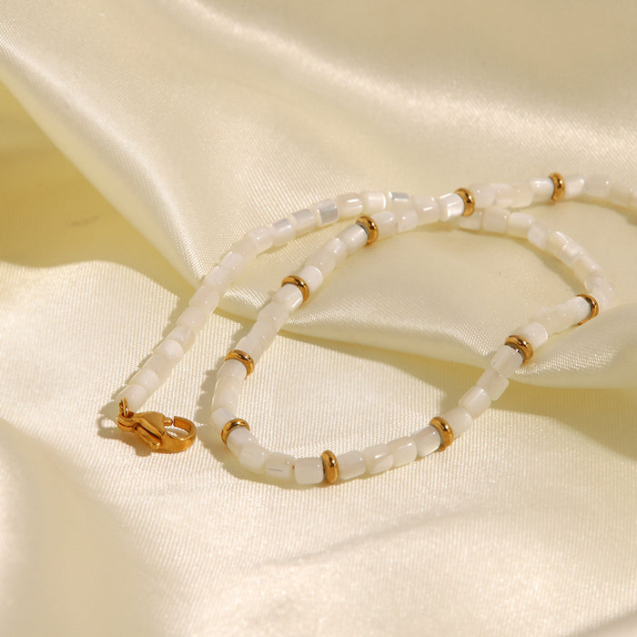 White Choker Necklace with Vintage Layered Design - Women's Fashion Jewelry