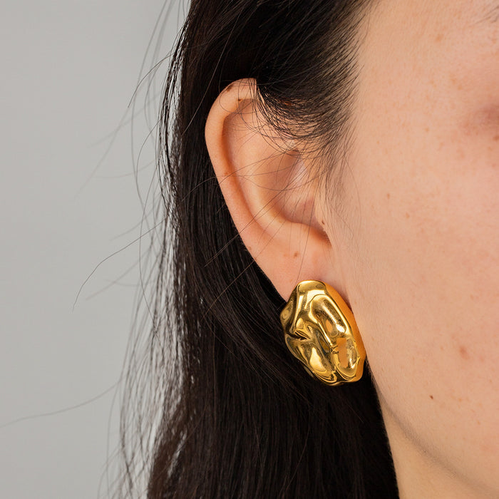 Pendientes de acero inoxidable chapados en oro de 18 quilates con circonitas - Joyería de moda