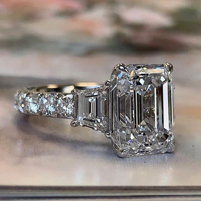 Square diamond zircon simulation ring women's romantic wedding bridal ring