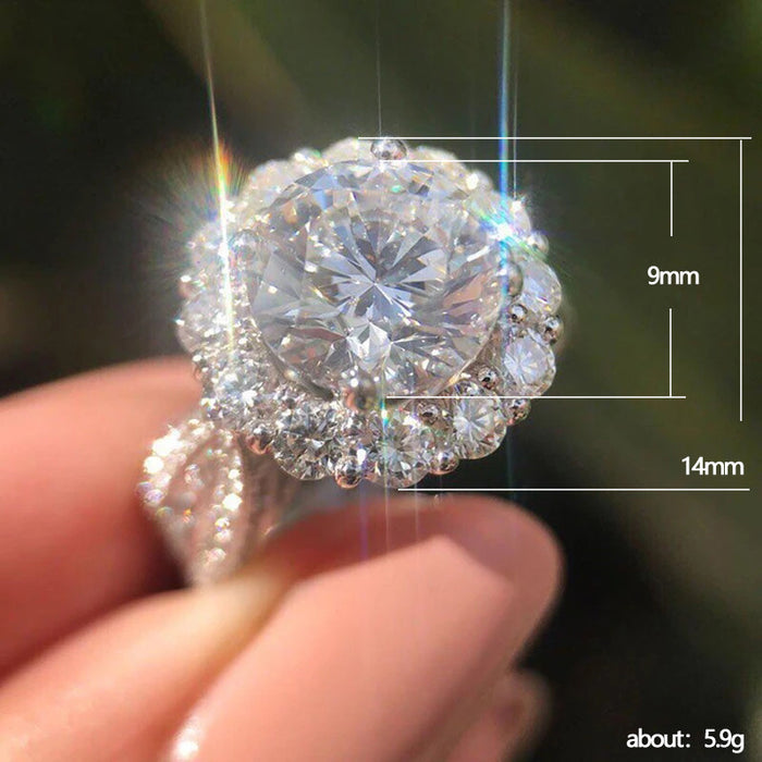 Women's micro-diamond ring cross-border Amazon flower ring