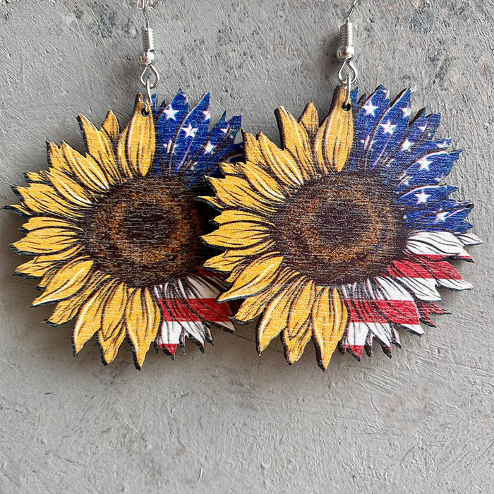 Independence Day patriotic wooden earrings