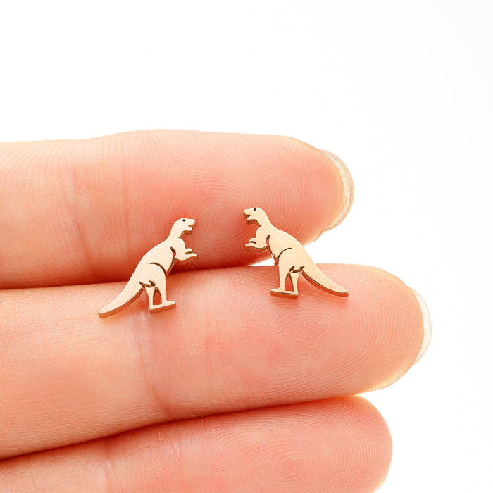 Dinosaur Stainless Steel Stud Earrings - Fun and Playful Animal Jewelry