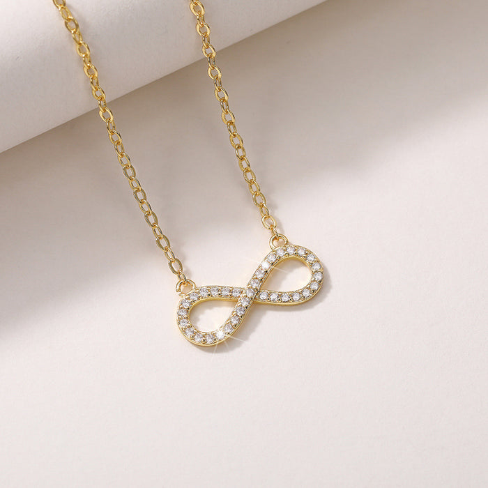 8-shaped necklace full of diamonds twisted heart diamond elegant live money ornaments