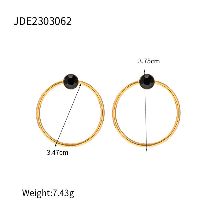 High-End Design 18K Gold Plated Stainless Steel Faceted Hoop Earrings - Popular Titanium Steel Jewelry for Wholesale