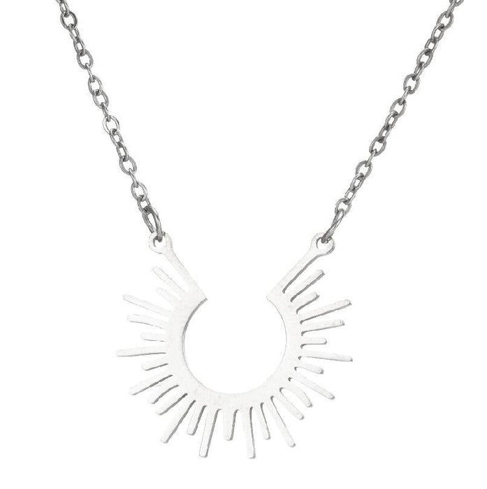 Geometric semicircle sunflower pendant necklace, cross-border niche design, simple and fashionable summer accessories