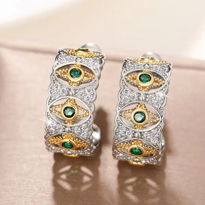 Pendientes de lágrimas de Venecia Anillo retro con forma de ojo de luna y estrella Anillo de mujer estilo palacio francés