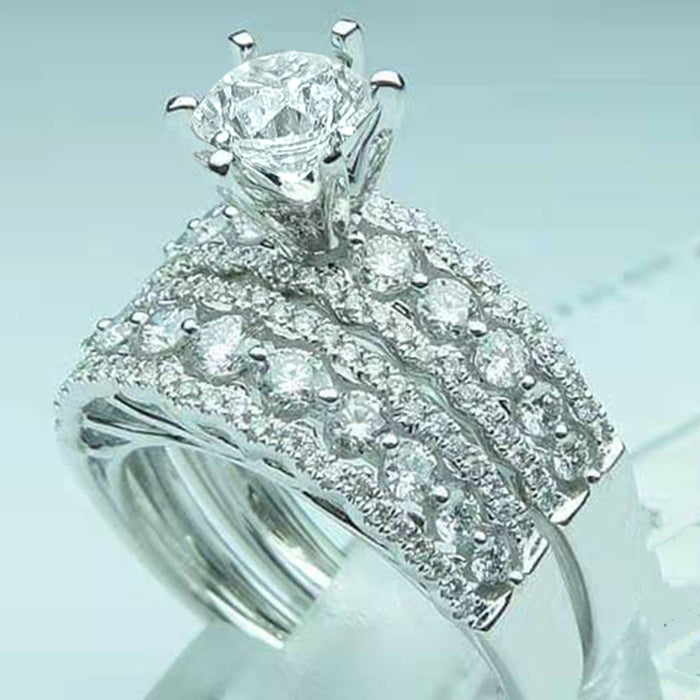 Women's zircon birthday gift couple ring