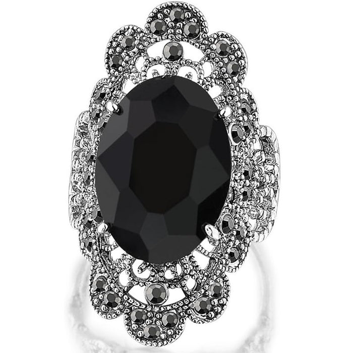 Dark European floral lace Baroque ring for women