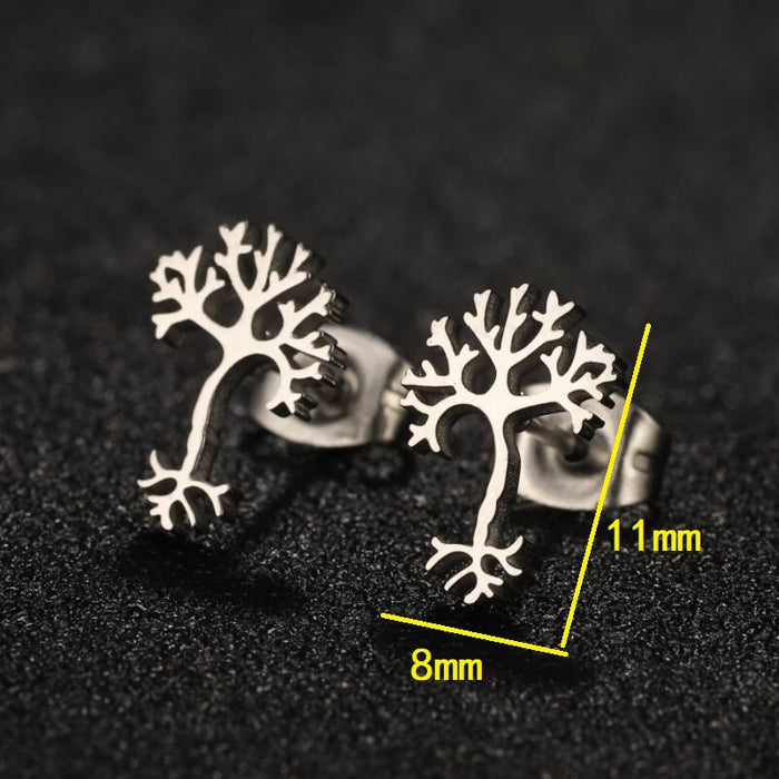 Pendientes de acero inoxidable con forma de árbol de la vida: joyas de oro de 18 quilates estilo bohemio