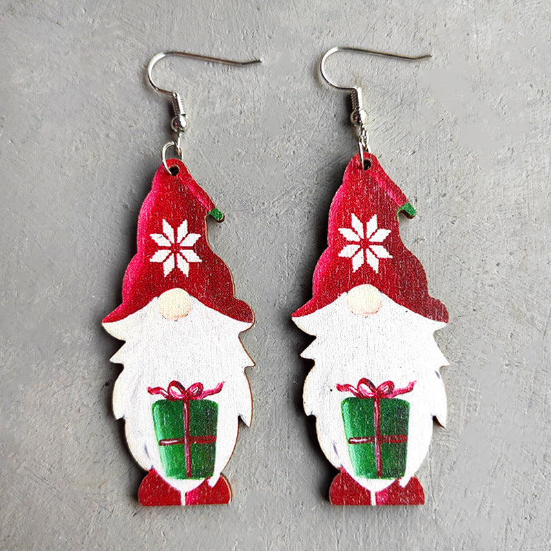 Wooden Santa earrings - wallojewerly 