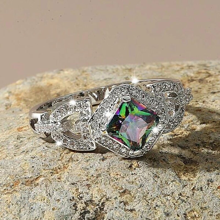 Colorful diamond ring light luxury high-end super flash