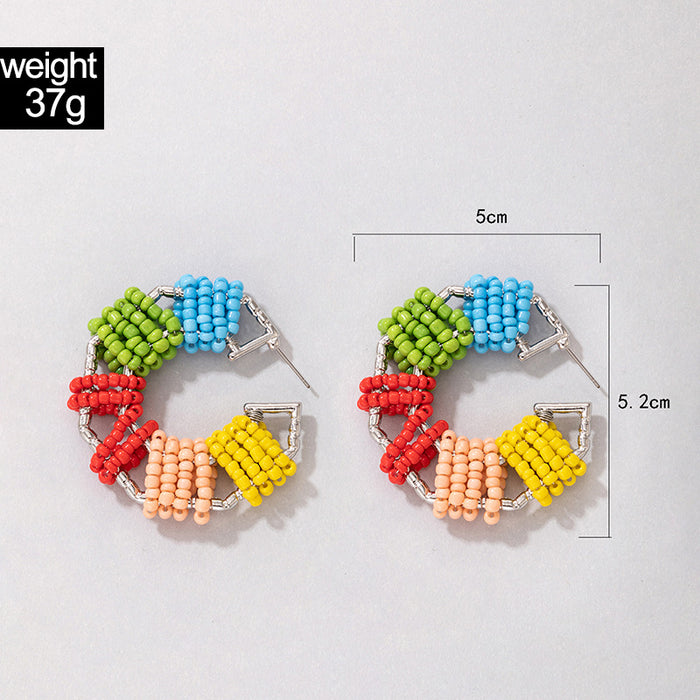 Rice beads colorful earrings candy color round earrings