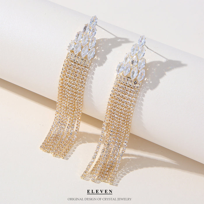 Luxury Micro Inlay Zircon Earrings - S925 Silver Tassel Dangles for a Sophisticated Look