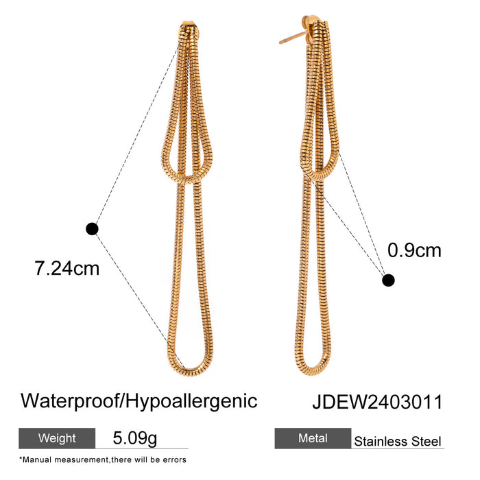 18K Gold Stainless Steel Short Round Snake Chain Earrings - Unique Titanium Steel Tassel Jewelry