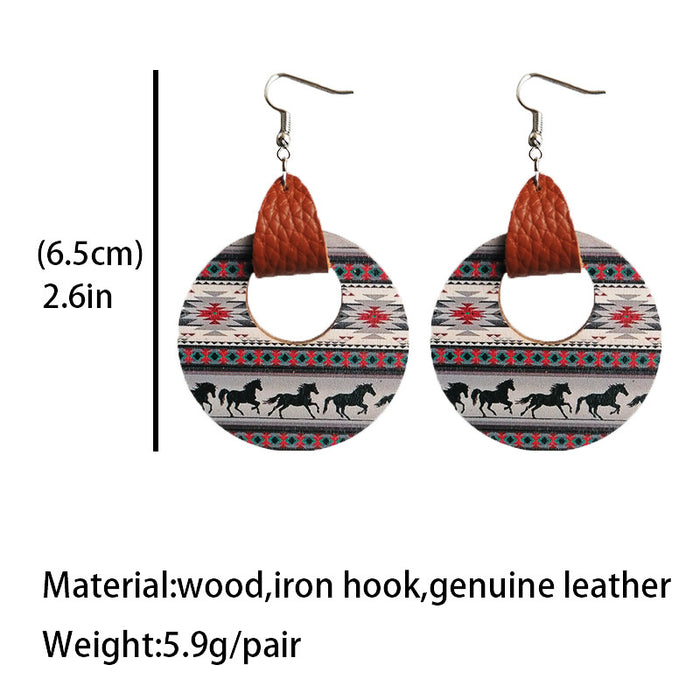 Wooden round hole earrings