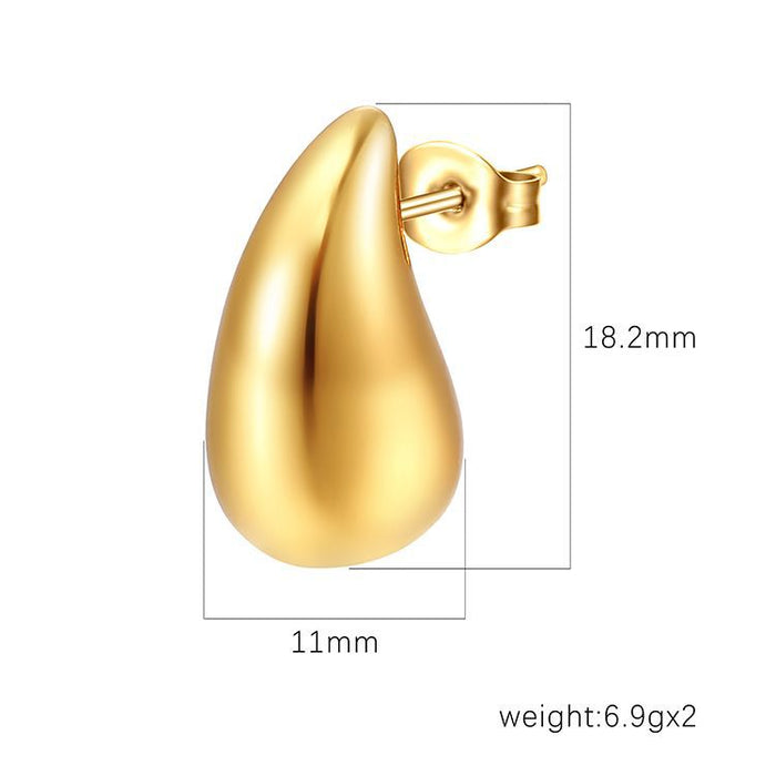 Glossy water drop hollow earrings stainless steel gold-plated titanium steel light luxury earrings