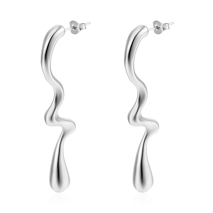 Cold style water drop earrings personalized niche stainless steel earrings