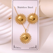 Wholesale 304 stainless steel hydraulic gold-plated earrings and necklace sets - wallojewerly 
