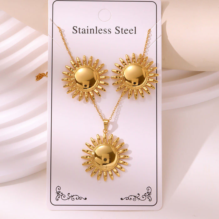Wholesale 304 stainless steel hydraulic gold-plated earrings and necklace sets - wallojewerly 